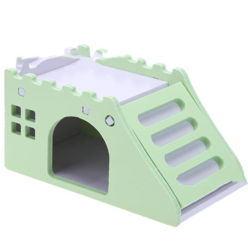 Colorful Wooden Hamster Sleeping Nest With Slide Toy And Small Bed - Pets Perfect
