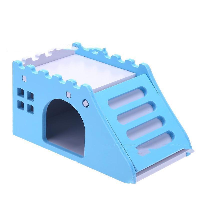 Colorful Wooden Hamster Sleeping Nest With Slide Toy And Small Bed - Pets Perfect