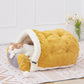 Arctic Velvet Cat Bed - Plush Semi - Enclosed Cave & Sleeping Pad - Pets Perfect