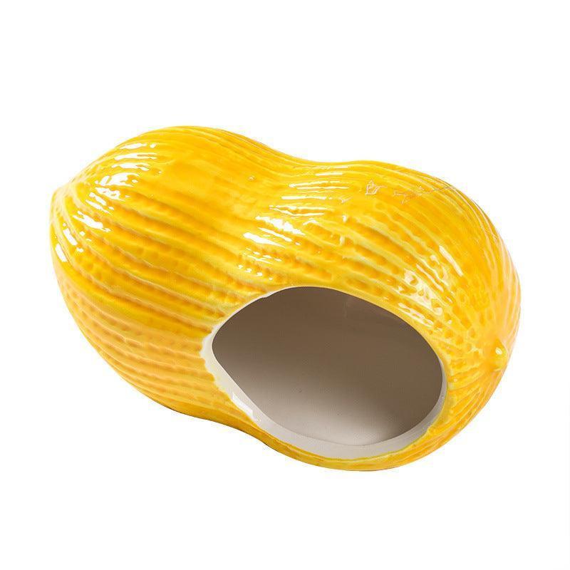 Ceramic Hamster Hideout - Nutshell Nest for Small Pets.