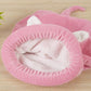 Cozy Paws Sleeping Bag Nest - Warm Plush Cat & Dog Bed with Big Ears - Pets Perfect