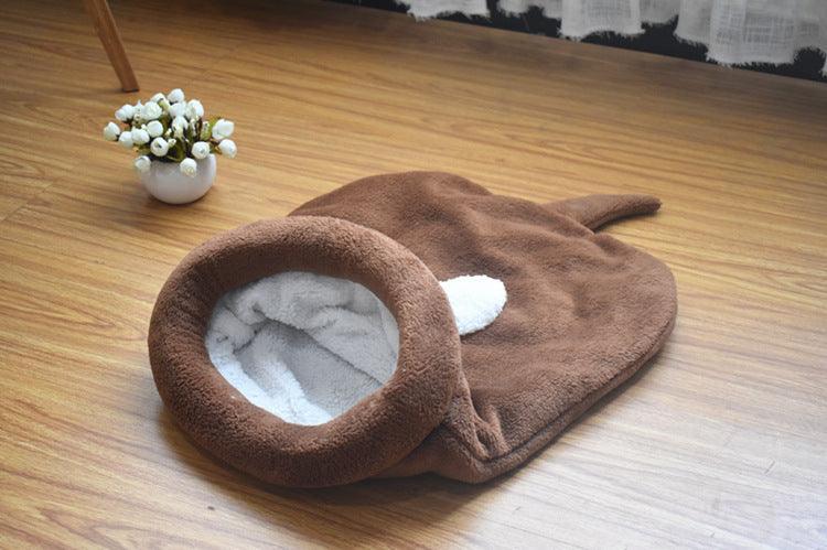 Cozy Paws Sleeping Bag Nest - Warm Plush Cat & Dog Bed with Big Ears - Pets Perfect