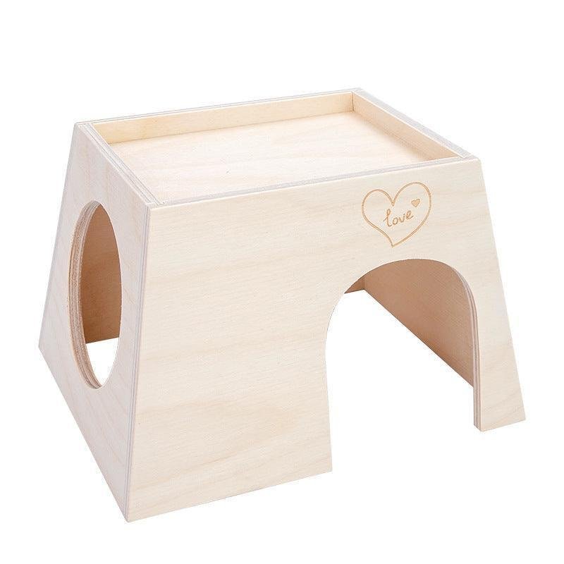 Cozy Woodland Retreat - Wooden Hamster Hideout with Stitching Details - Pets Perfect