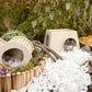 Cozy Woodland Retreat - Wooden Hamster Hideout with Stitching Details - Pets Perfect