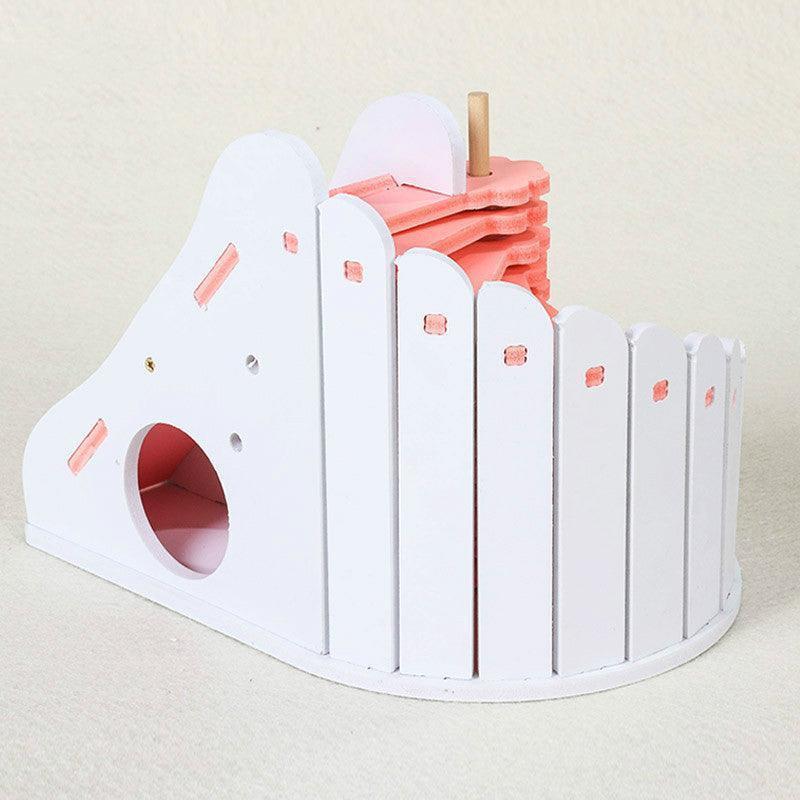 Wooden Hamster Nest with Round Slide Fun Hideout - Pets Perfect