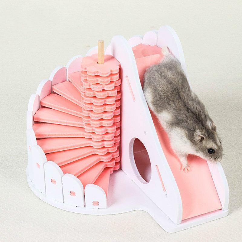 Wooden Hamster Nest with Round Slide Fun Hideout - Pets Perfect