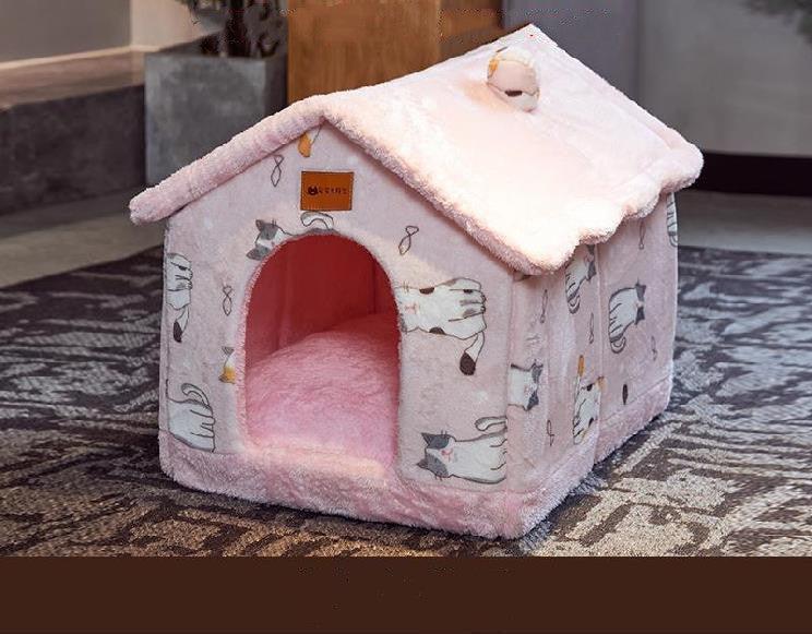 Cozyfold Pet House: Foldable Winter Bed & Enclosed Cave For Dogs And Cats