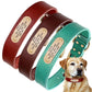 Custom Engraved Leather Dog Collar with Golden Nameplate - Personalized ID Collar for Dogs