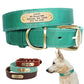 Custom Engraved Leather Dog Collar with Golden Nameplate - Personalized ID Collar for Dogs