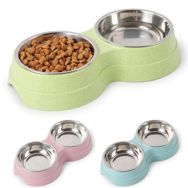 Stylish Stainless Steel Double Pet Feeder - Premium Food And Water Bowls For Cats, Dogs, And Puppies - Pets Perfect