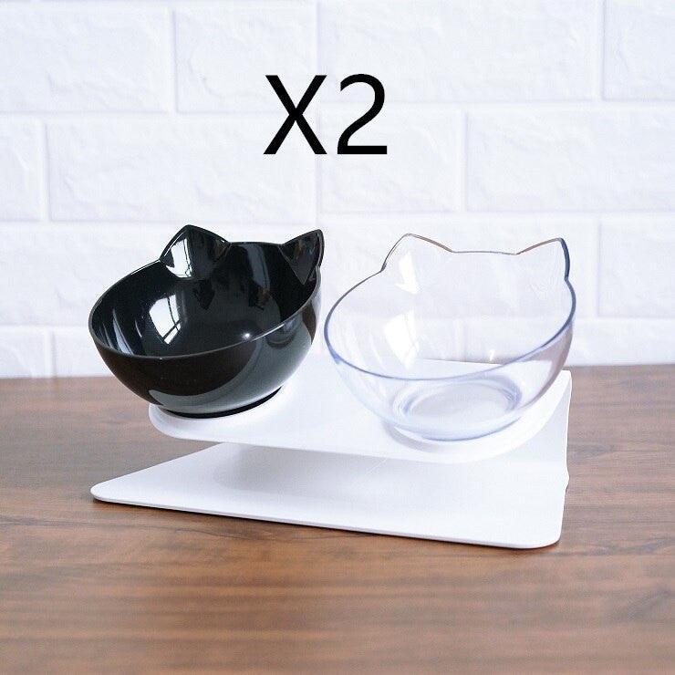 Elevated Non - Slip Double Cat Bowl With 15° Tilted Design - Pets Perfect