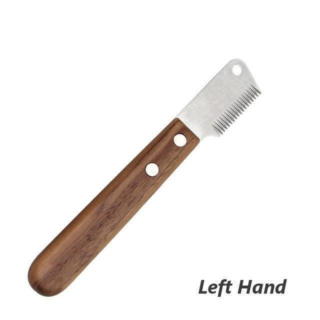 Dog Hair Removal Knife - Wood Handle Pet Grooming Shaving Comb - Pets Perfect