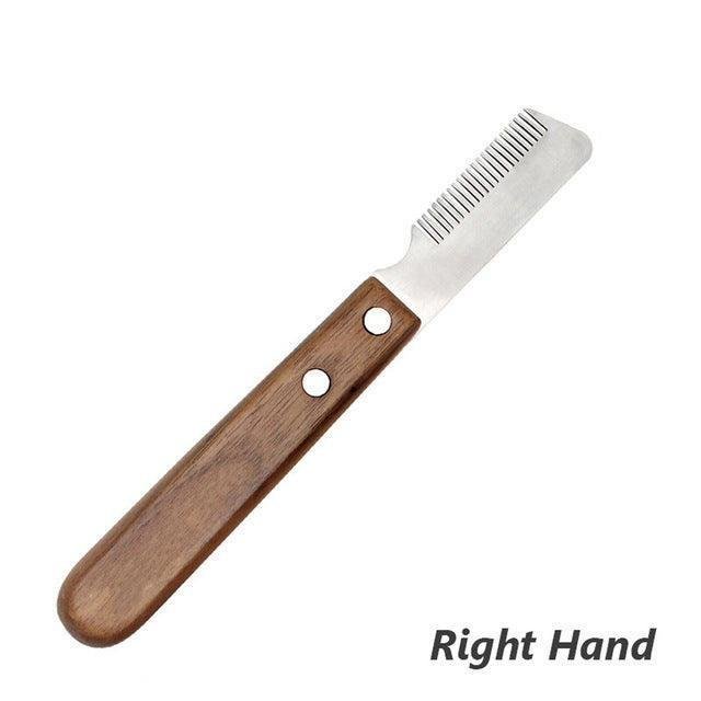 Dog Hair Removal Knife - Wood Handle Pet Grooming Shaving Comb - Pets Perfect