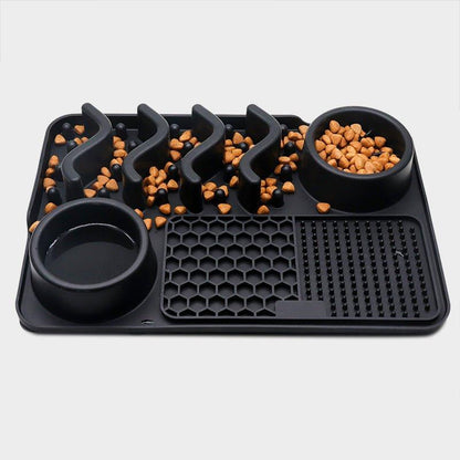 Dog Hugs Cat Silicone Licking Mat - Slow Feeder Pad for Anxiety Relief & Dental Health - Pets Perfect
