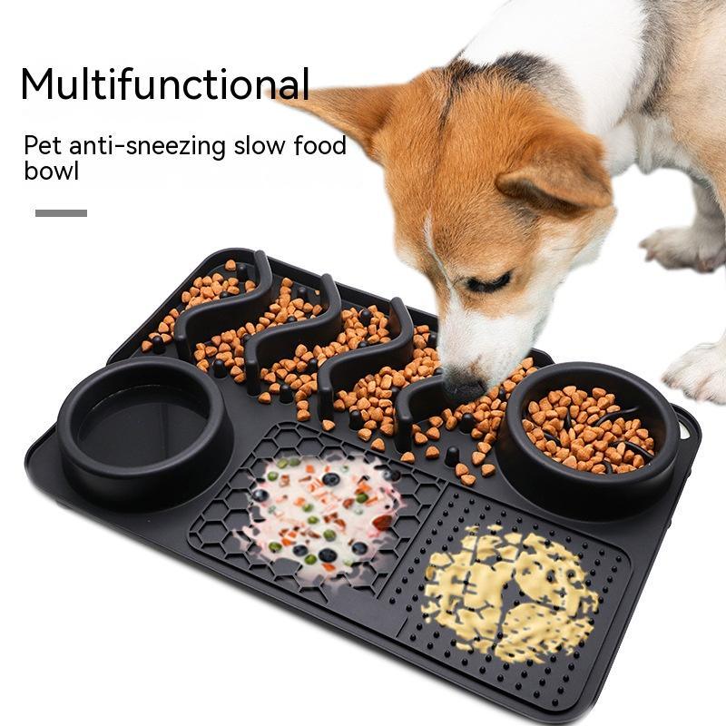 Dog Hugs Cat Silicone Licking Mat - Slow Feeder Pad for Anxiety Relief & Dental Health - Pets Perfect
