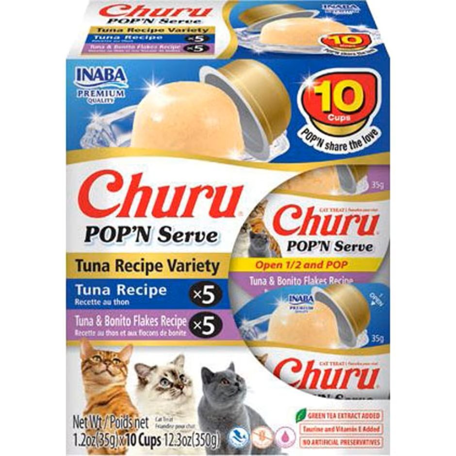 Inaba Churu Pop'N Serve Variety Pack Cat Treat Tuna Variety 12.3oz. - Pets Perfect