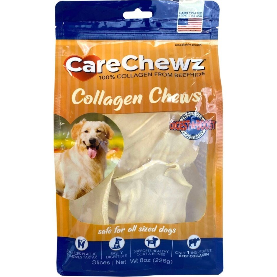 Carechewz - Long-Lasting Beefhide Collagen Slices Dog Chew, 8 oz Bag