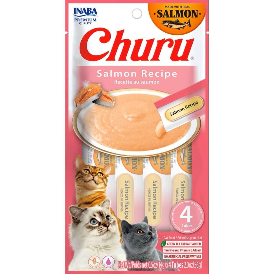 Inaba Churu Puree Cat Treats Salmon .5oz. 4 Pk (Case of 6) - Pets Perfect