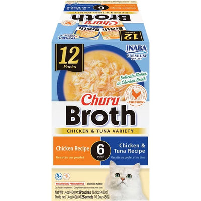 Inaba Churu Broth Cat Food Topper, Chicken and Tuna Variety
