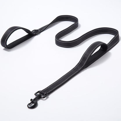 Reflective Nylon Double Thickened Dog Leash - Enhanced Visibility And Durability