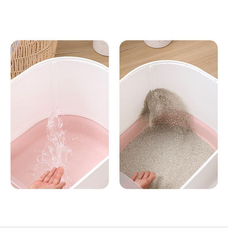 Splashguard Cat Litter Basin - Stylish And Practical Closed Design - Pets Perfect