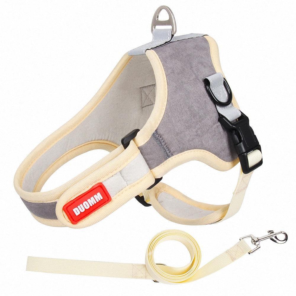 Luxury Suede Dog Harness Set: Stylish Leash And Adjustable Chest Strap For Pet Comfort - Pets Perfect