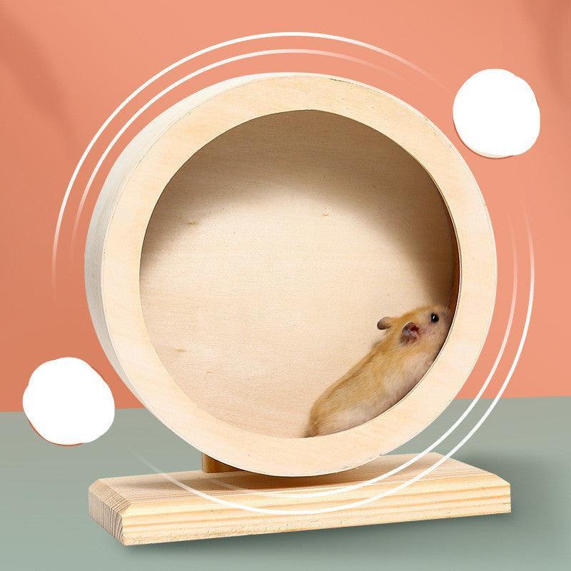 Wooden Hamster Exercise Wheel with Cork Mat - Silent Running Surface - Pets Perfect