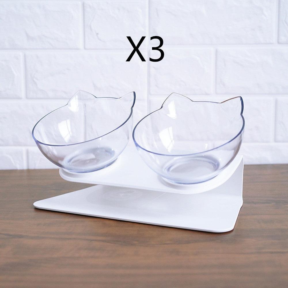 Elevated Non - Slip Double Cat Bowl With 15° Tilted Design - Pets Perfect