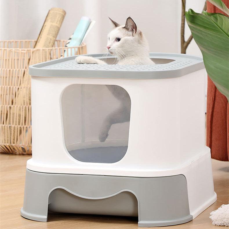 Splashguard Cat Litter Basin - Stylish And Practical Closed Design - Pets Perfect