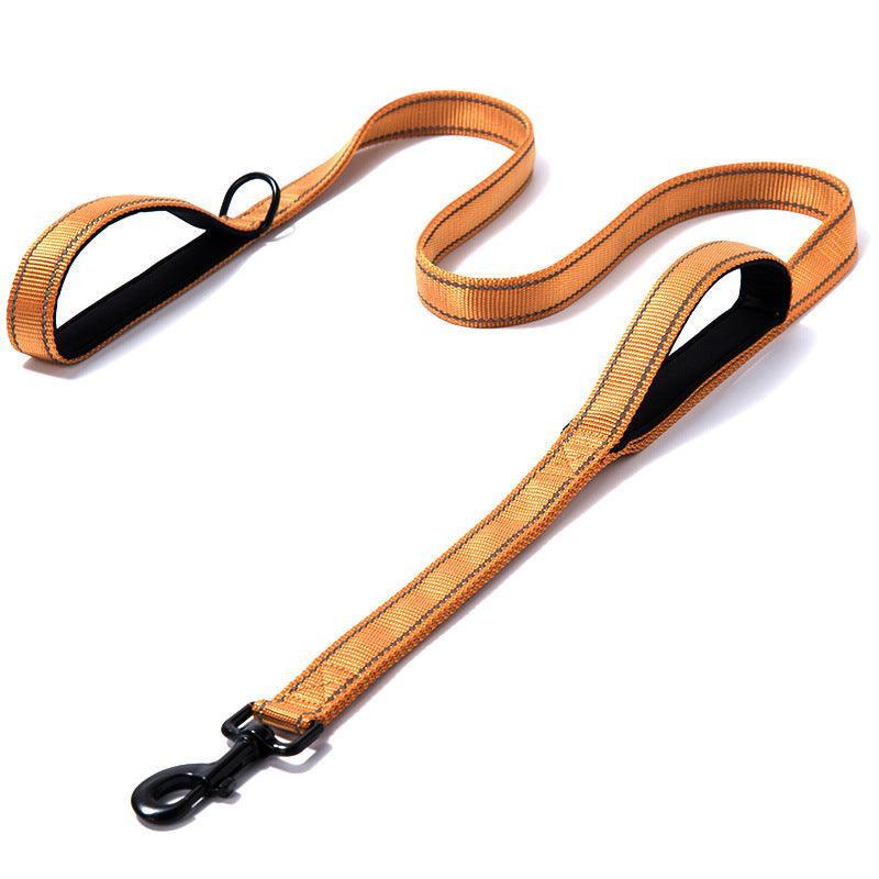 Reflective Nylon Double Thickened Dog Leash - Enhanced Visibility And Durability