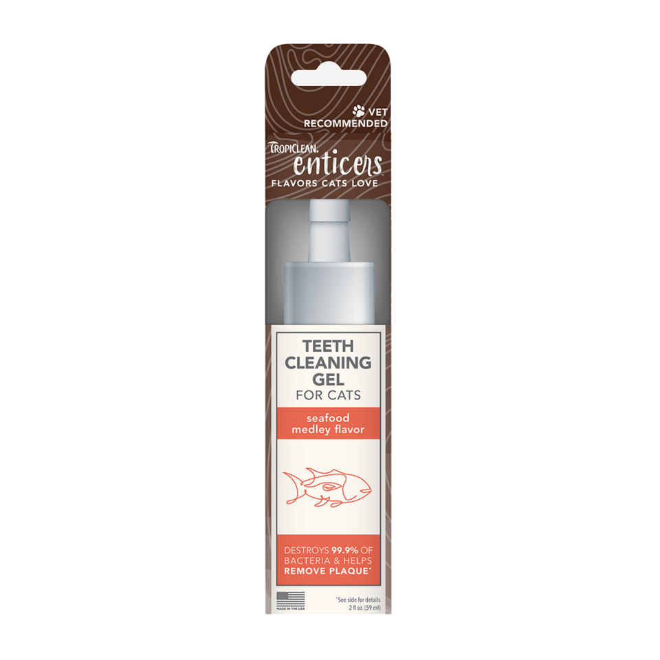 TropiClean Enticers Teeth Cleaning Gel for Cats - Seafood Medley, 2 oz