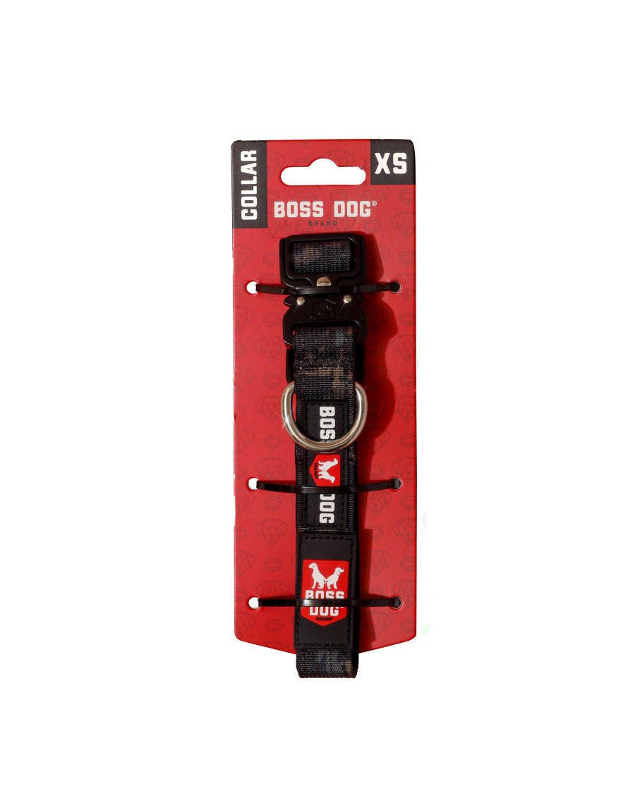 Boss Dog Tactical Adjustable Dog Collar Black Camo, X-Small, 11-14 in