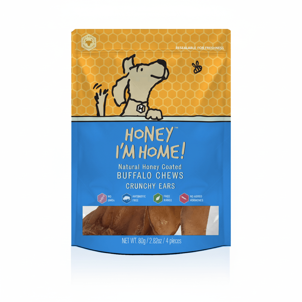 Honey I'm Home Buffalo Ears – Whole Honey - Coated Natural Chew | 4 Count - Pets Perfect