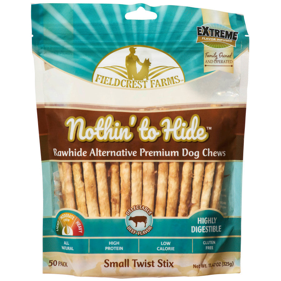 Fieldcrest Farms Nothin' To Hide Twist Stix Dog Treat Beef, 50 ct