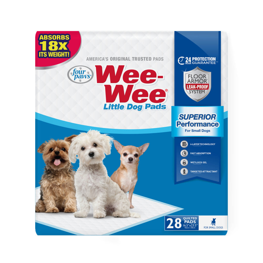 Four Paws WeeWee Superior Performance Little Dog Pee Pads 16.5 in x 23.5 in 28 ct