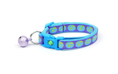 Earth on Purple Cat Collar, Large (10 lbs & up)/Jingle Bell