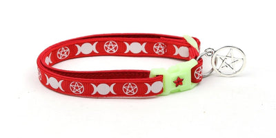 Witch's Familiar on Red Cat Collar, Large (10 lbs & up)/Jingle Bell