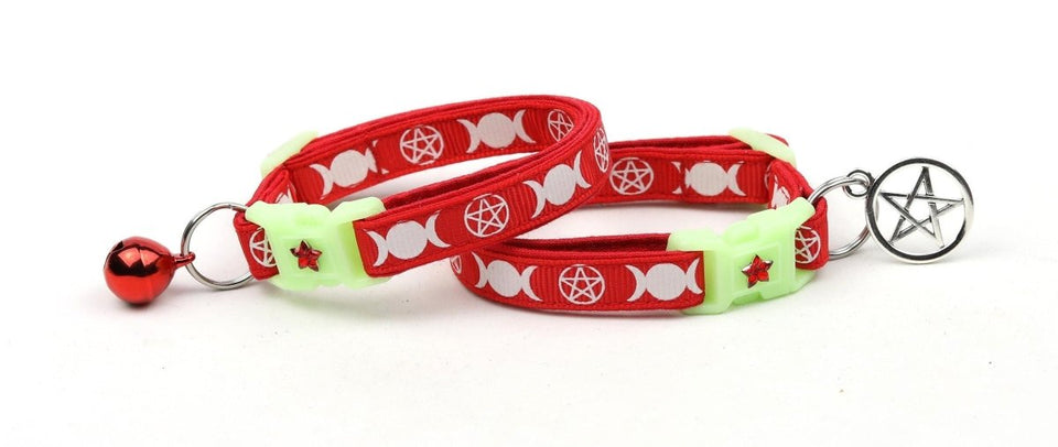 Witch's Familiar on Red Cat Collar, Large (10 lbs & up)/None, view 4