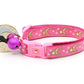 Gold Moons and Stars on Bright Pink Cat Collar - Pets Perfect