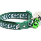 Pugs2Persians Glow - in - the - Dark Cat Collar - Silver Moons & Stars on Dark Green with Breakaway Safety Buckle - Pets Perfect