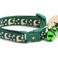 Gold Moons and Stars on Dark Green Cat Collar - Pets Perfect