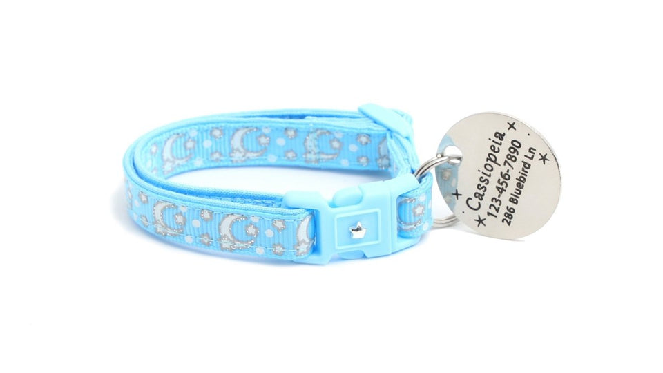 Pugs2Persians Glow-in-the-Dark Cat Collar, Small(10 lbs & Less)/Blank Moon Charm, view 8