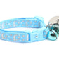 Pugs2Persians Glow - in - the - Dark Cat Collar - Silver Moons & Stars on Powder Blue Breakaway Safety Collar - Pets Perfect