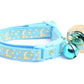 Gold Moons and Stars on Powder Blue Cat Collar - Pets Perfect