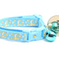 Gold Moons and Stars on Powder Blue Cat Collar - Pets Perfect