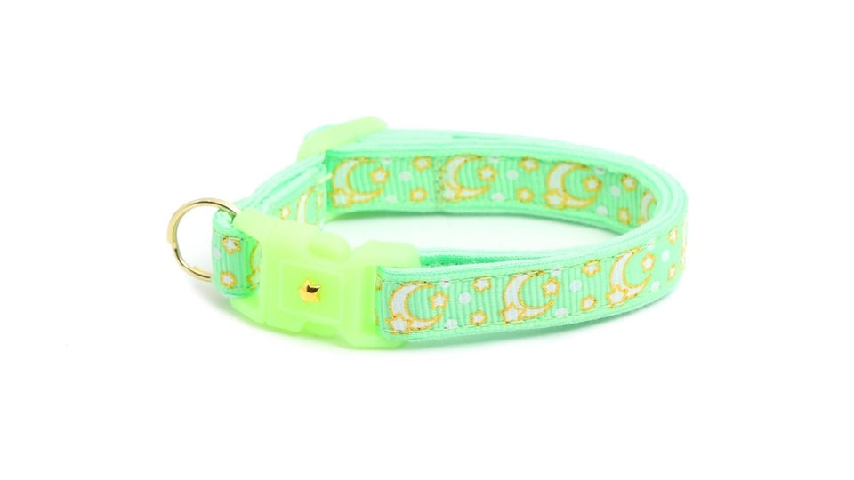 Gold Moons and Stars on Mint Green Cat Collar, view 9