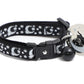 Silver Moons and Stars on Black Cat Collar - Pets Perfect