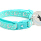 Silver Moons and Stars on Aqua Cat Collar - Pets Perfect
