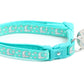 Silver Moons and Stars on Aqua Cat Collar - Pets Perfect