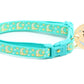 Gold Moons and Stars on Aqua V2 Cat Collar - Pets Perfect